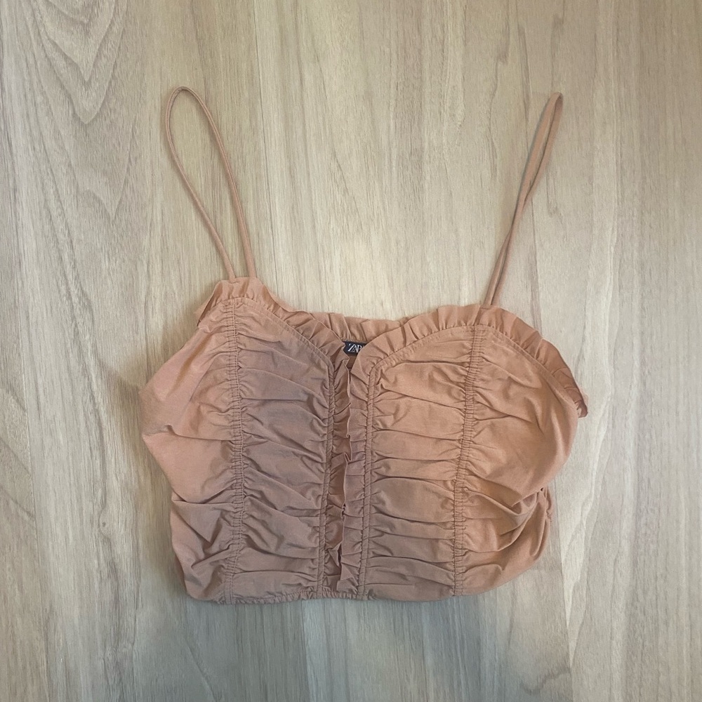 Zara Women's Tan Ruched Top